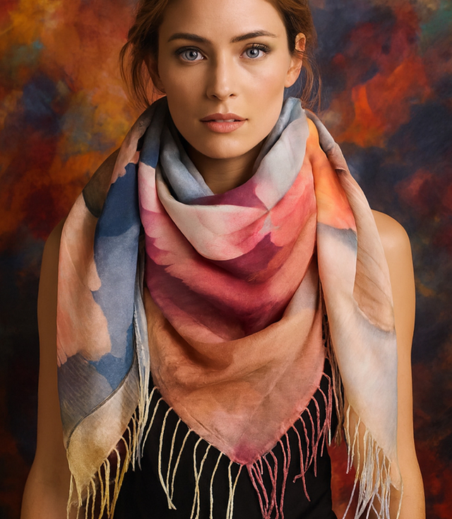 Dámský šátek s květinovým vzorem 100x100