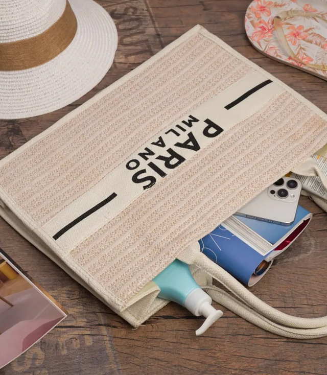 Nákupní taška PARIS MILANO pletená letní plážová taška velká ekologická taška