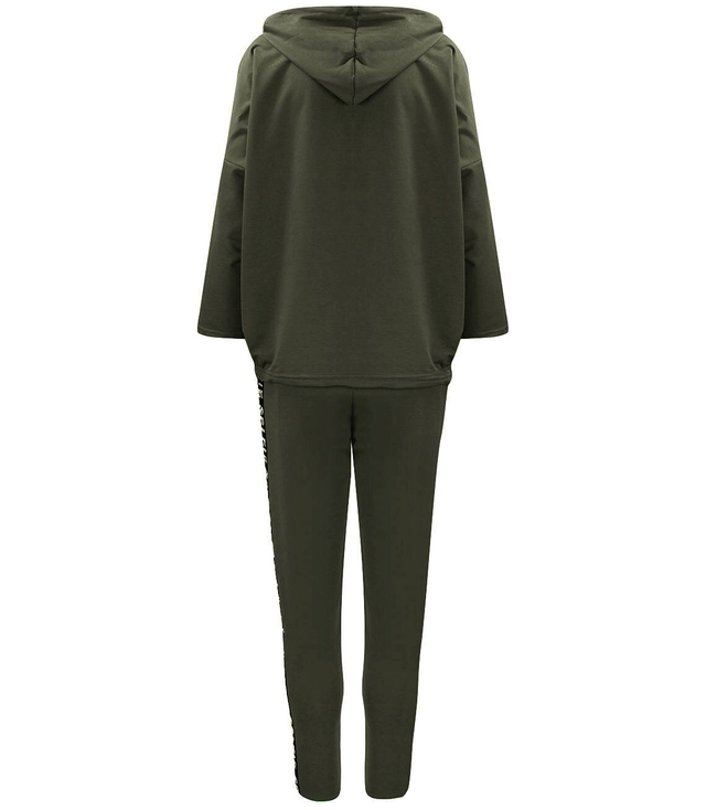 Tepláková souprava kalhoty mikina s páskou s nápisem