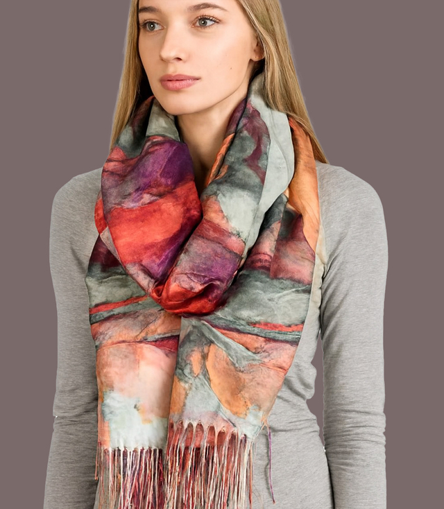 Dámský čtvercový šátek s třásněmi AGRAFKA