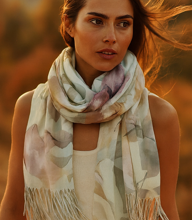 Dámská šála s květinovým vzorem 180x70