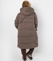 Dlouhý zimní prošívaný kabát SUZANA teplá bunda PLUS SIZE
