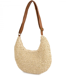 Půlkruhová boho kabelka s popruhem z ekokůže a zapínáním na zip