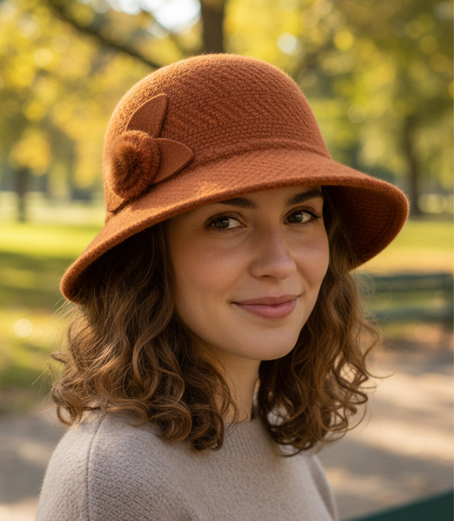 Dámský klobouk cloche patch flower