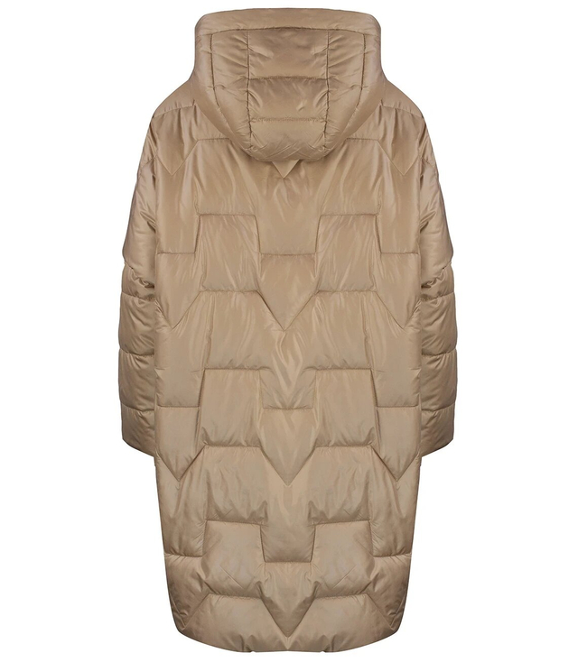 Dámská dlouhá teplá bunda s prošíváním a kapucí ANABEL