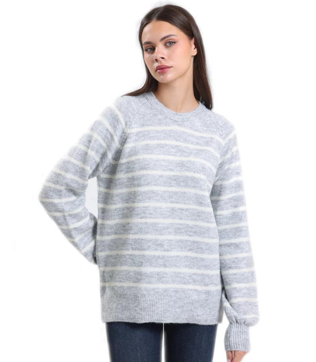 Teplý dámský módní pruhovaný svetr ANNA