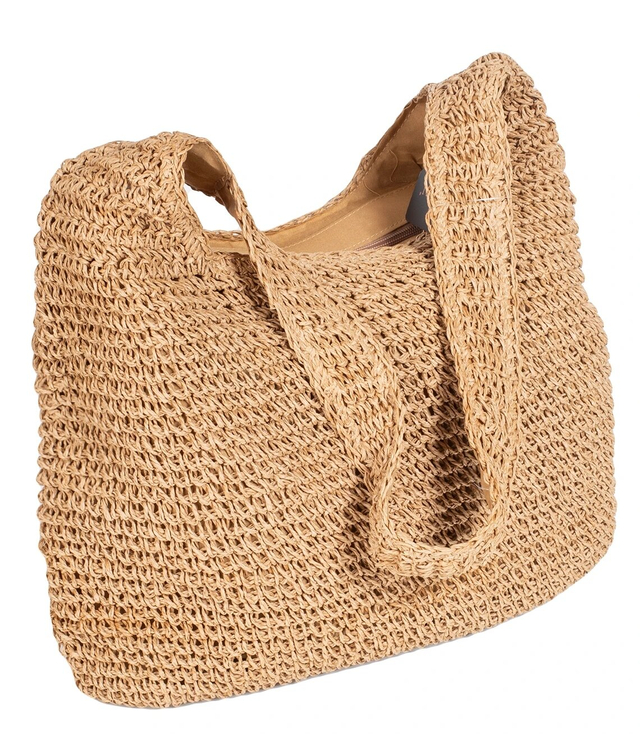 Velká tkaná slaměná taška