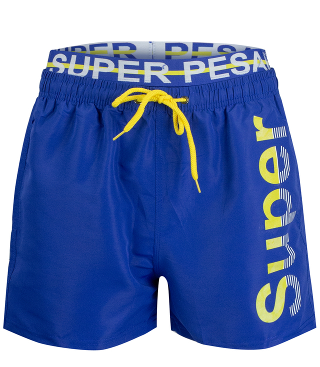 Plavecké šortky s páskou a nápisem SUPER