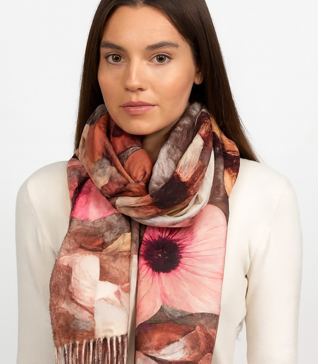 Dámský čtvercový šátek s třásněmi AGRAFKA