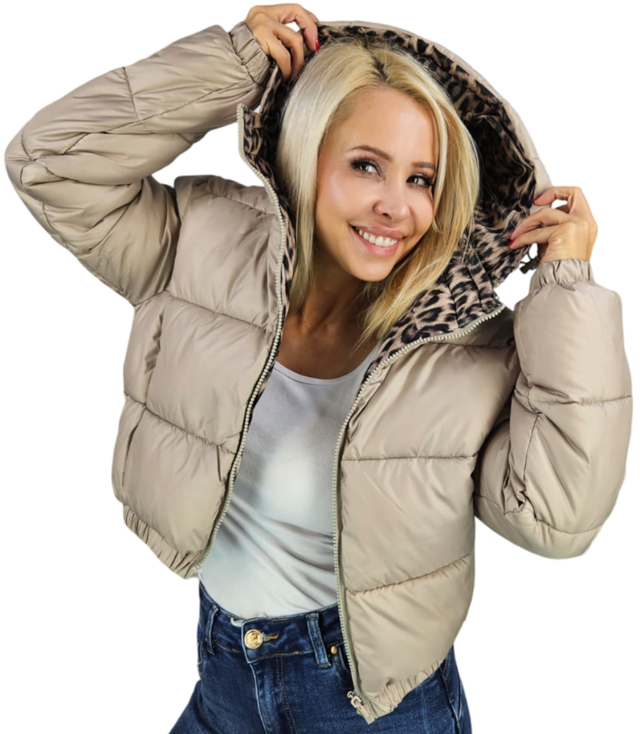 Krátká oboustranná leopardí bomber bunda Warm Autumn Winter BELLA