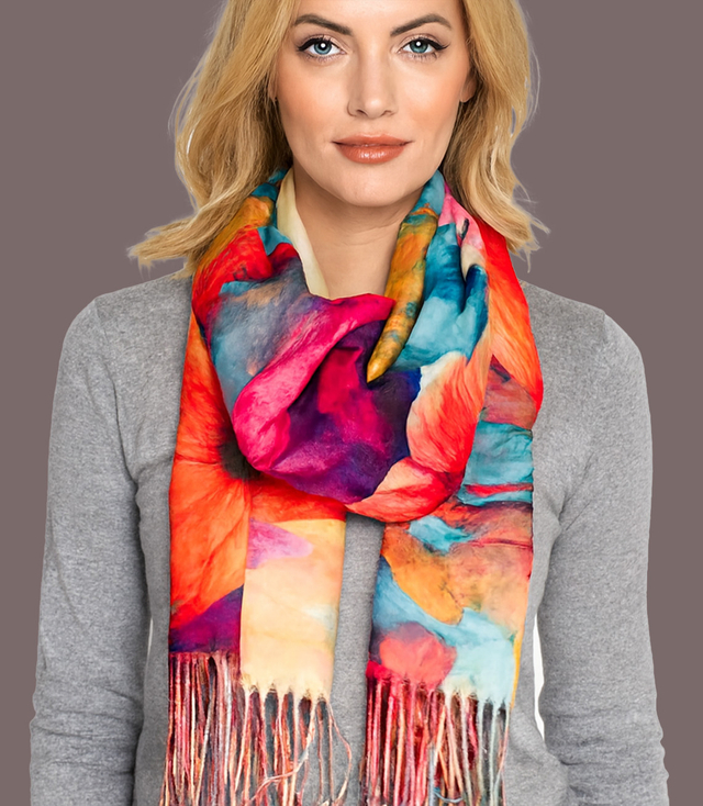 Dámský čtvercový šátek s třásněmi AGRAFKA