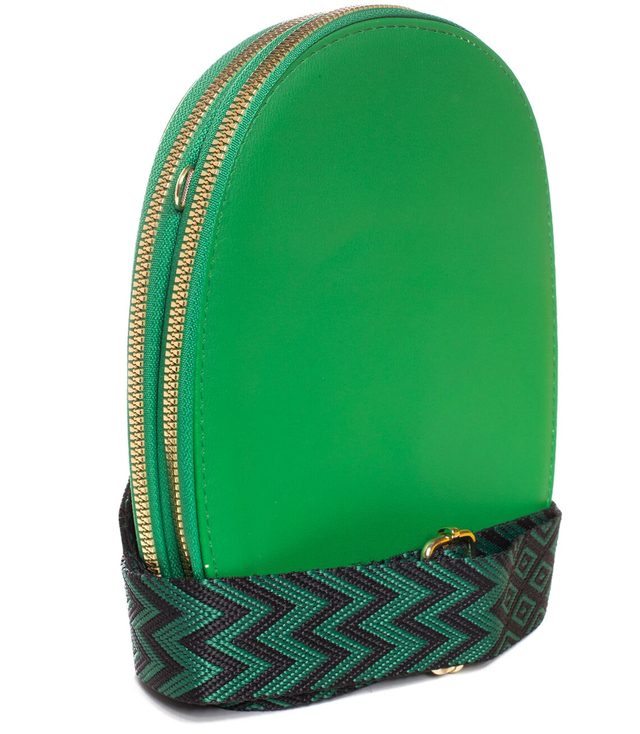 Malá stylová mini zaoblená kabelka 3 přihrádky 2 popruhy