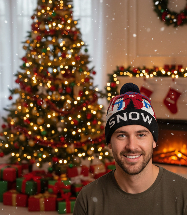 Zimní vánoční čepice s bambulí - ideální pro preze