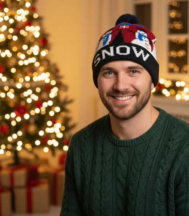 Zimní vánoční čepice s bambulí - ideální pro preze