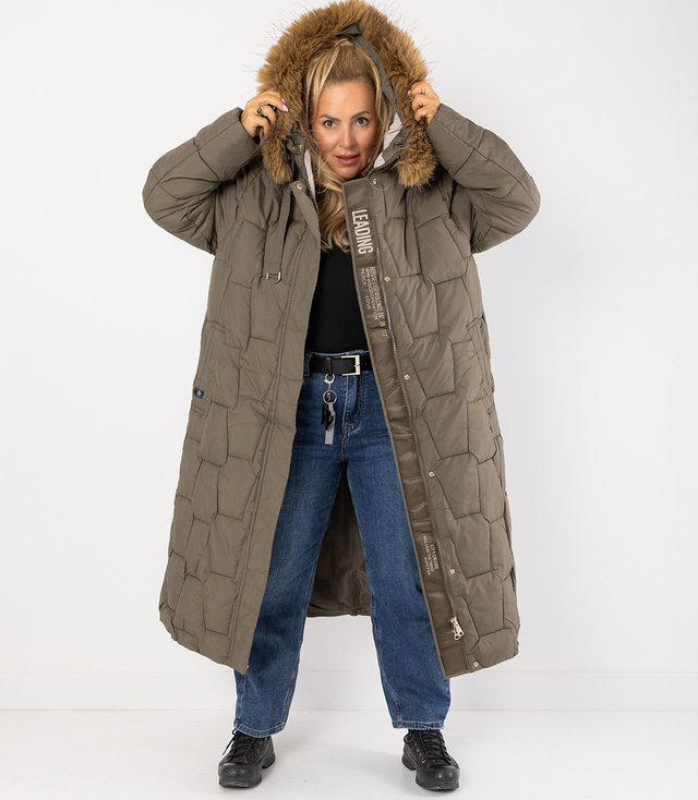 Dlouhá prošívaná zimní bunda URBAN LONG PUFF PLUS SIZE