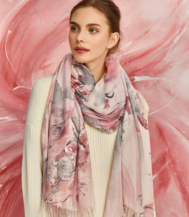 Dámský stylový šátek s potiskem motýlů 180x70