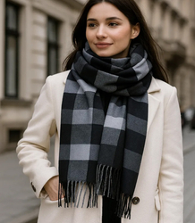 Šál střapec teplý kostkovaný měkký hladký 180x70 cm