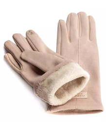 Dámské pletené rukavice zateplené kožešinou classic