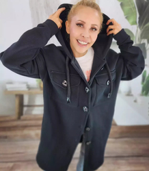 Teplá dlouhá mikina košile bunda bavlna