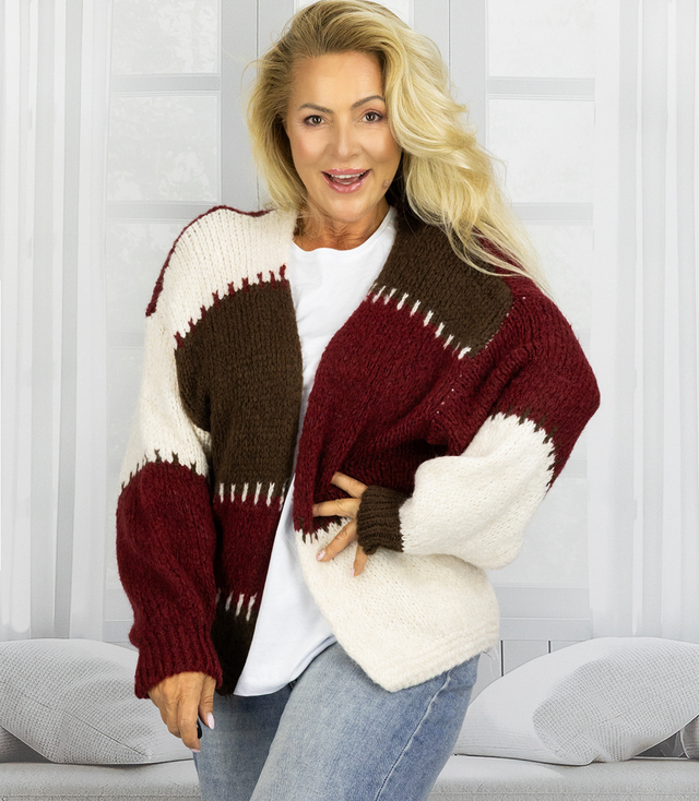 Krátký svetr s rozepnutými širokými pruhy VALENTINA