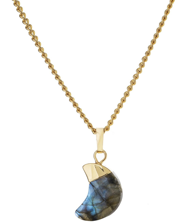 Náhrdelník s přívěskem měsíce LABRADORITE BOHO