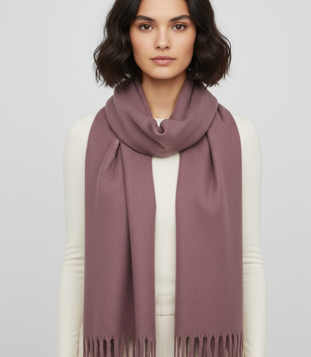 Elegantní šátek s třásněmi v jedné barvě