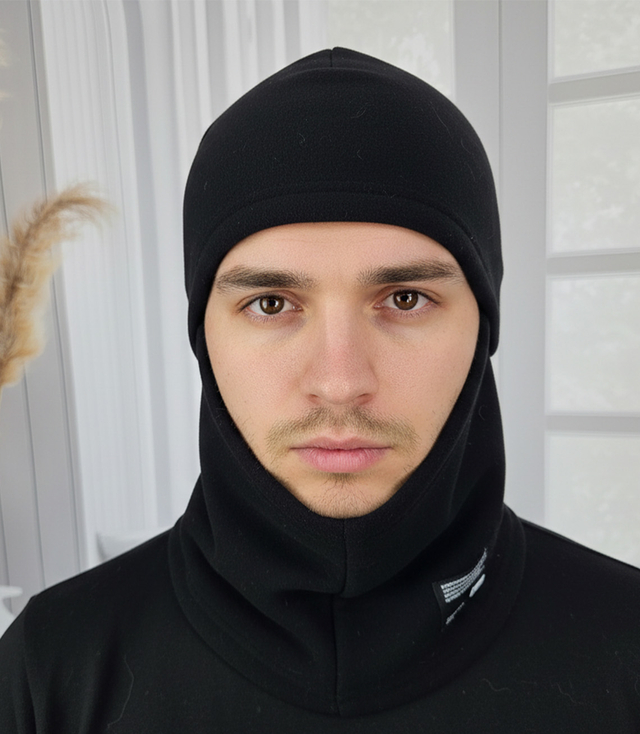 Termální fleecová kukla - černá, ohřívač krku a hlavy