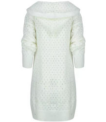 Dlouhý prolamovaný svetr s kapucí ANIELA