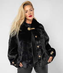 Luxusní kožešinový trapézový střih se zlatými prvky AURORA