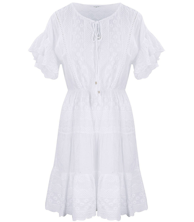 BÍLÉ šaty s ažurovou výšivkou MINI letní
