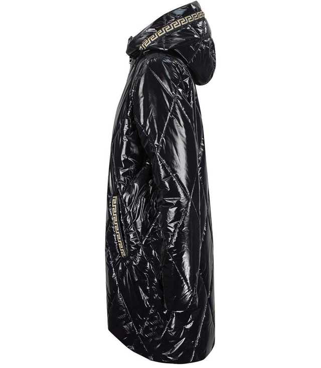 Dlouhá zimní prošívaná třpytivá bunda