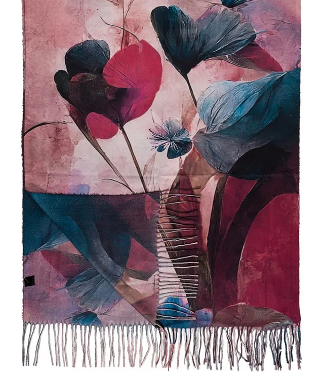 Dámský čtvercový šátek s třásněmi AGRAFKA