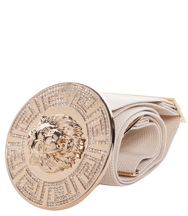 Dámský pásek se zlatým lvem a zirkony, nastavitelný a elastický