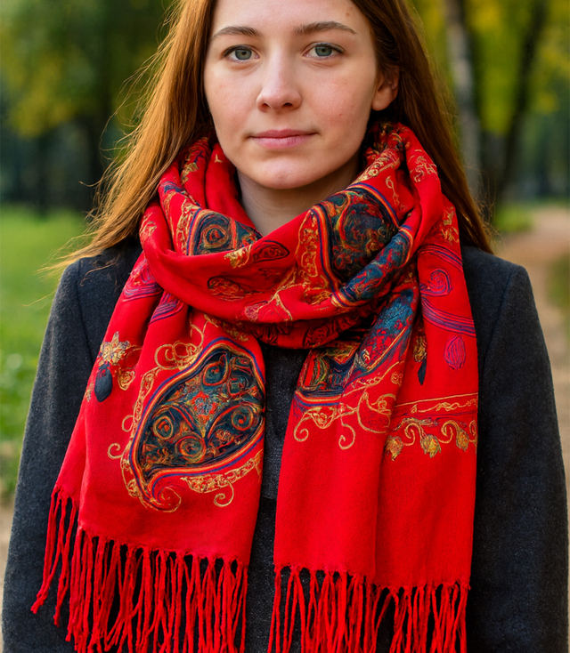 Dámský šátek s květinovým ornamentem stylový