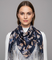 Elegantní květinová šála se střapci