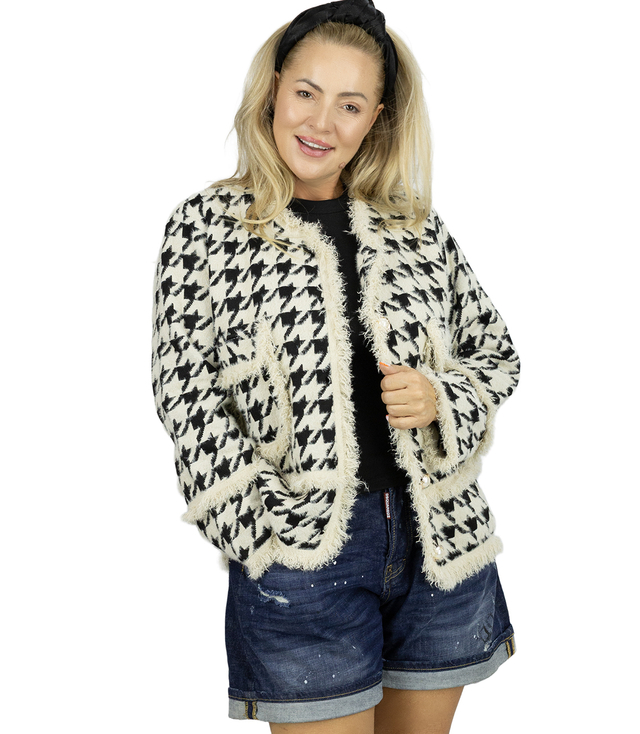 Bunda MILA boucle z peplitu s ozdobnými knoflíky