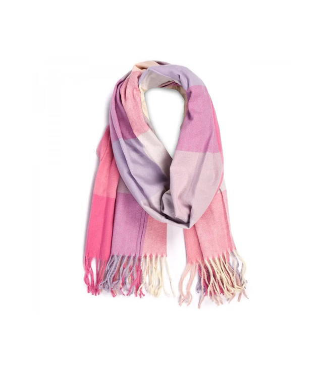 Dámská kostkovaná šála s třásněmi 190x80