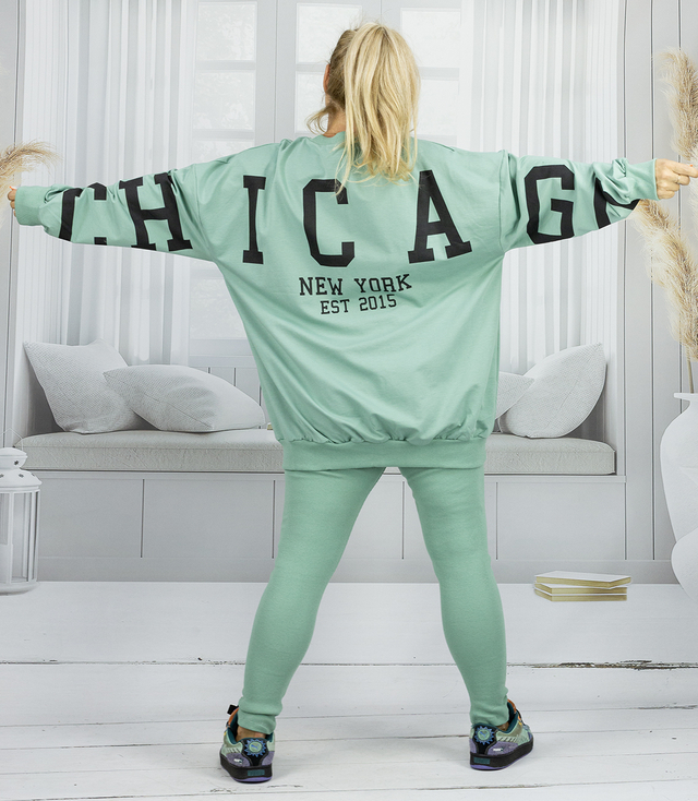 Dámská tepláková souprava volná mikina + žebrované legíny CHICAGO