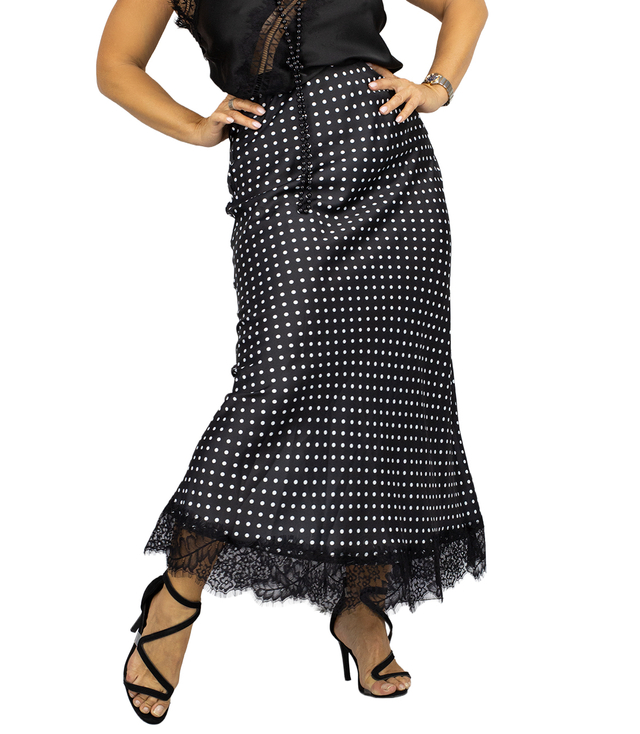 Stylová maxi sukně s hráškovou krajkou