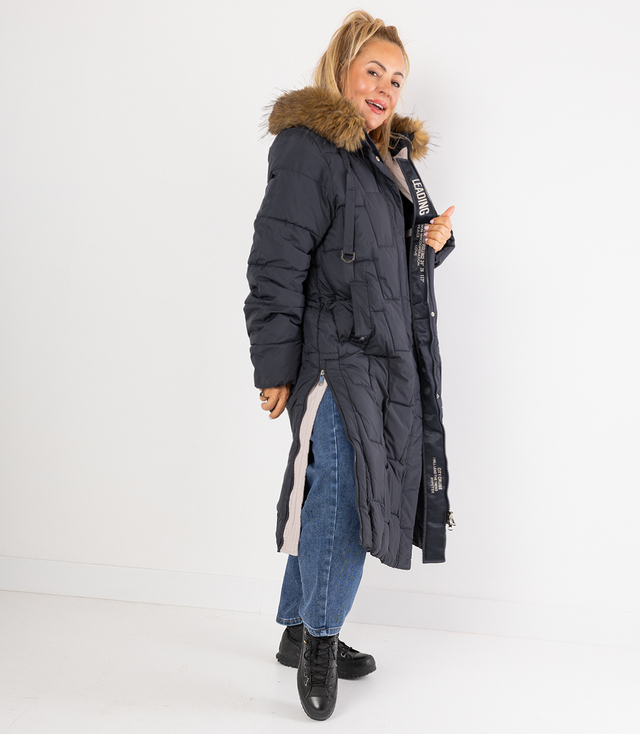 Dlouhá prošívaná zimní bunda URBAN LONG PUFF PLUS SIZE