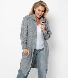 Kardigan Dlouhý tlustý svetr Kostkovaná vlna